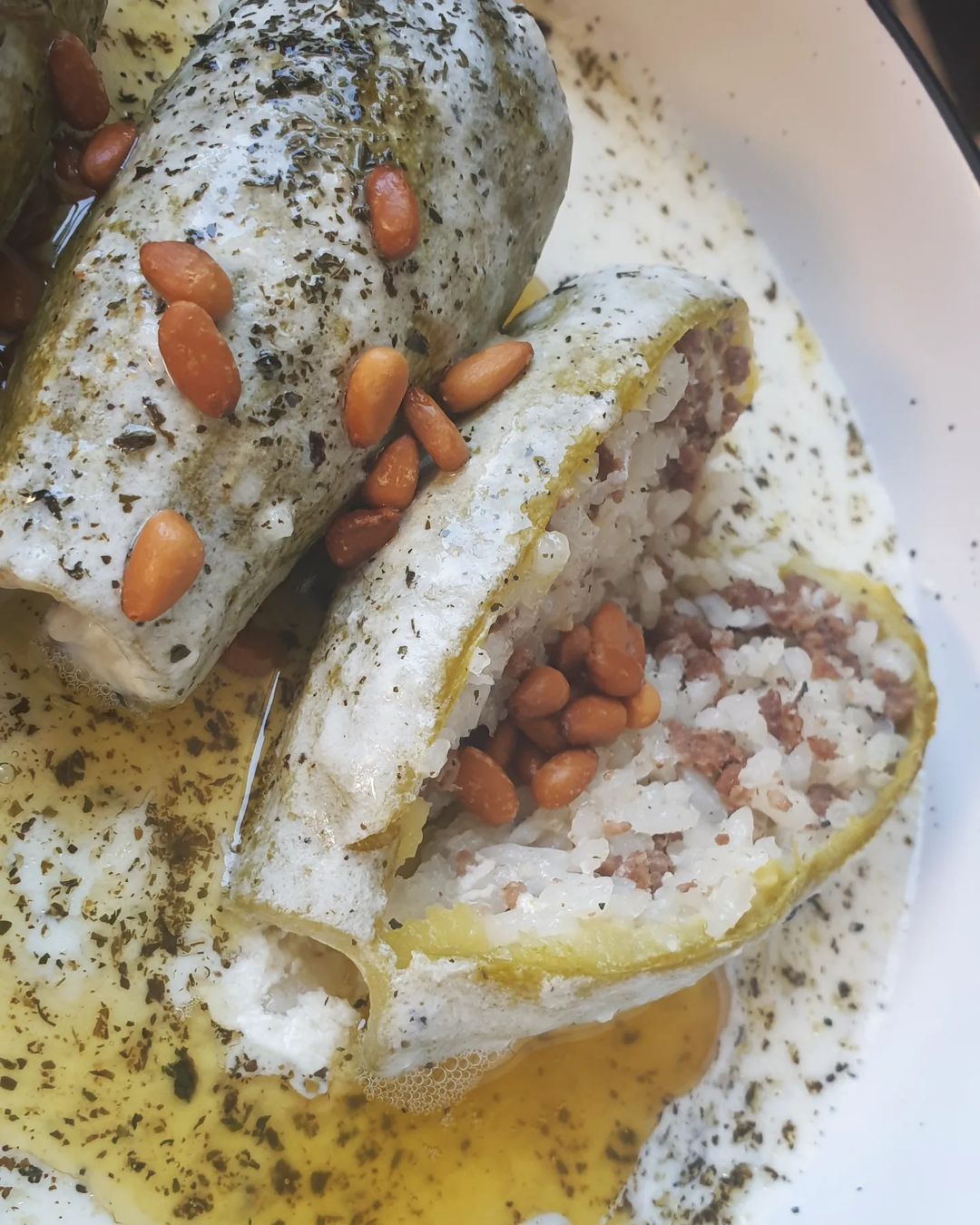 Kousa Bi Laban (Stuffed Zuchinnis In Yoghurt Sauce) from