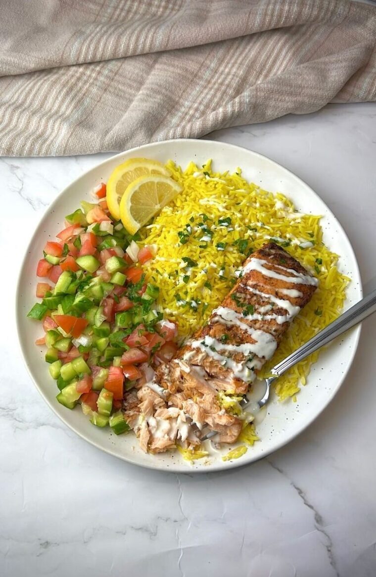 Salmon With Yellow Rice
