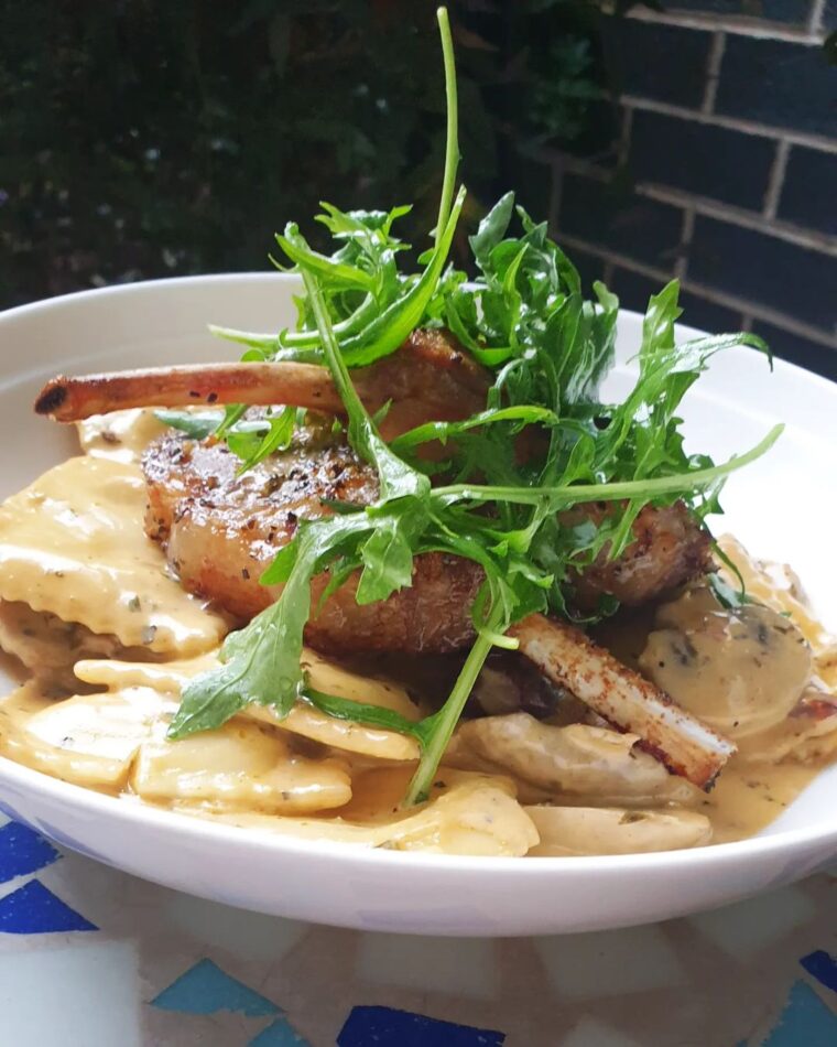 Sundried Tomato Pesto Ravioli With Grilled Lamb Cutlets