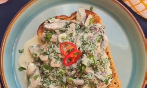 Creamy Spinach & Mushroom On Toast