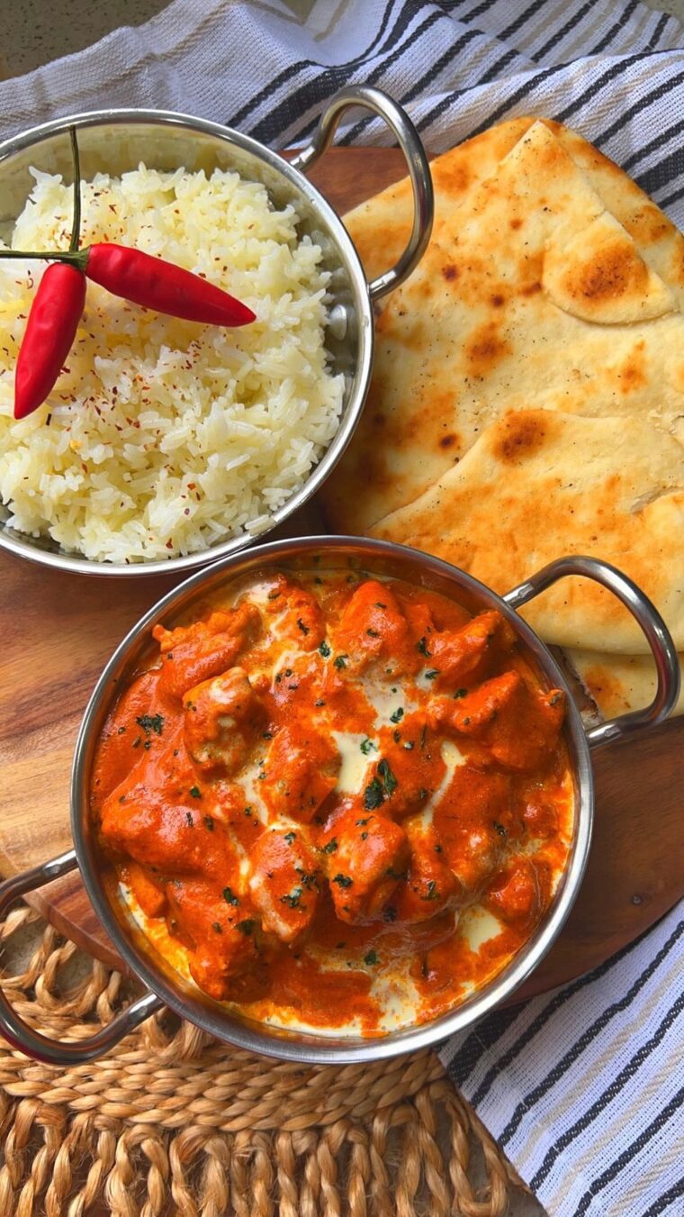 Butter Chicken Served With Basmati Rice