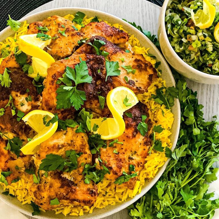 Oven Baked Moroccan Chicken With Saffron Rice