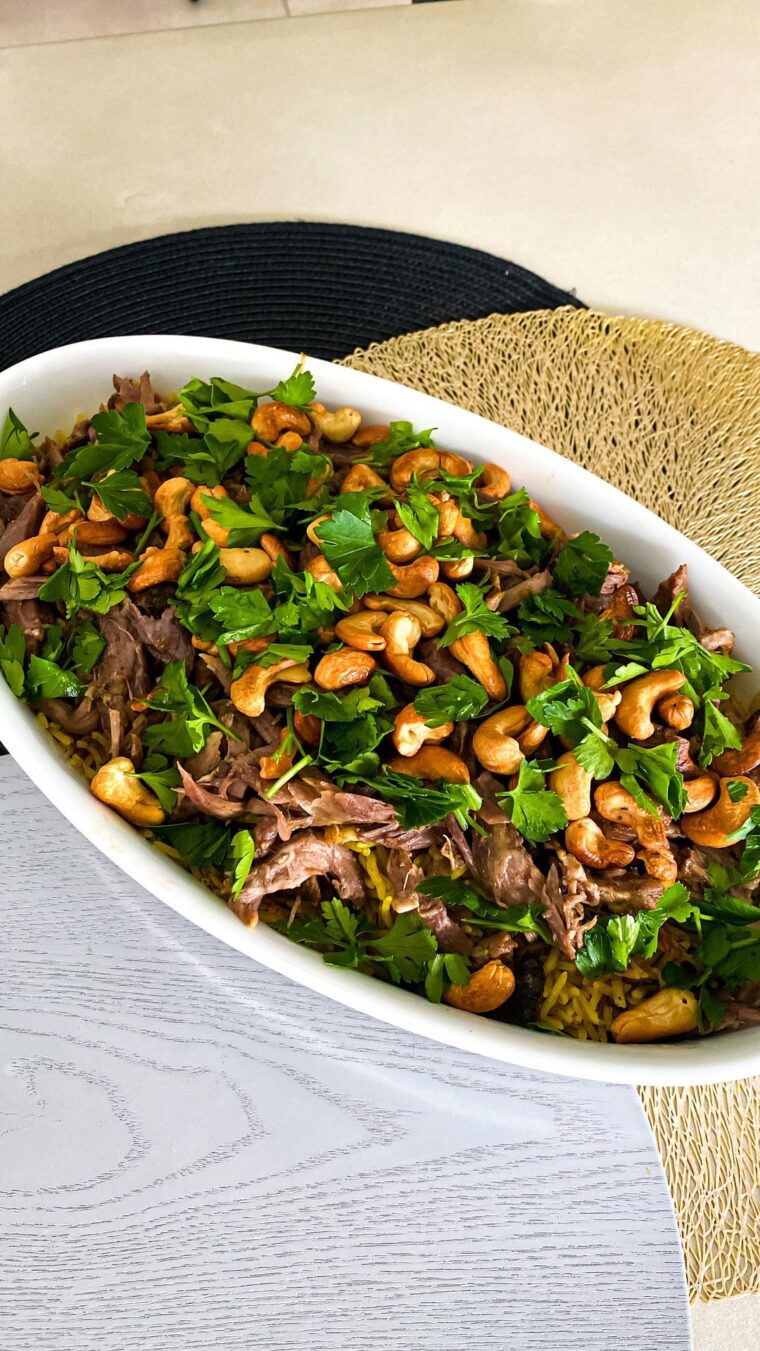 Pulled Lamb On Mansaf Rice