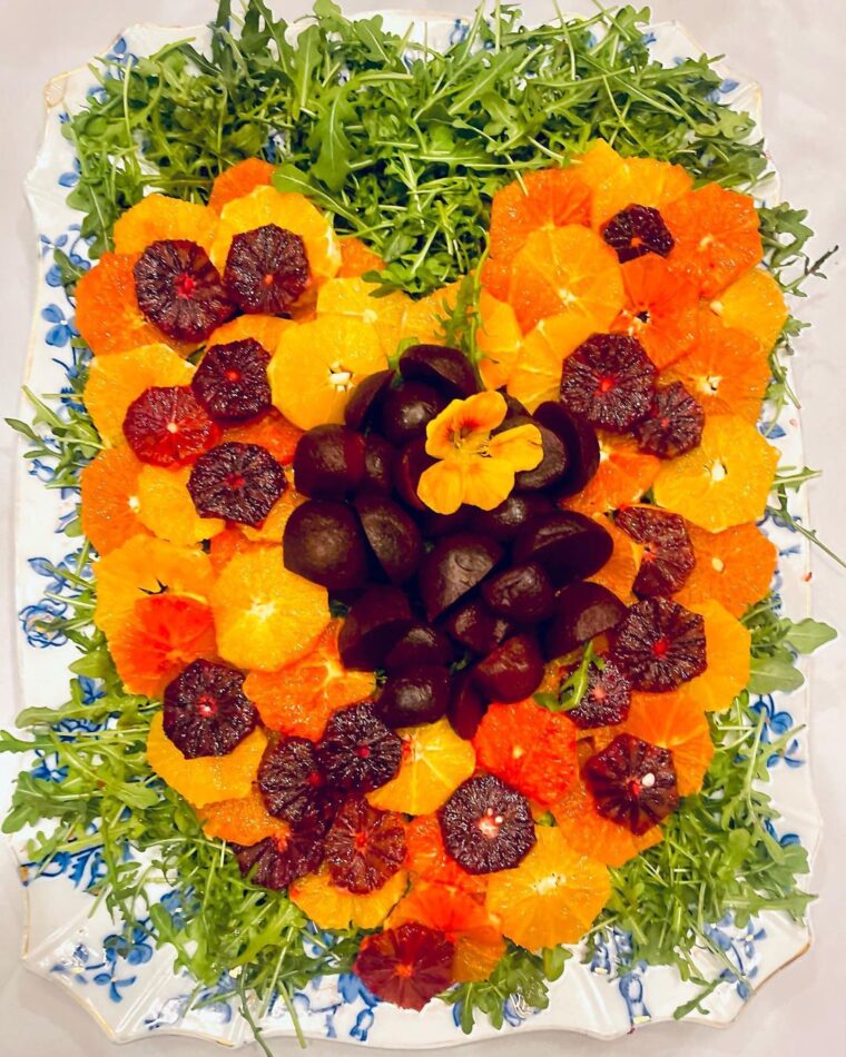 Tri-color Orange And Beet Salad On A Bed Of Arugula