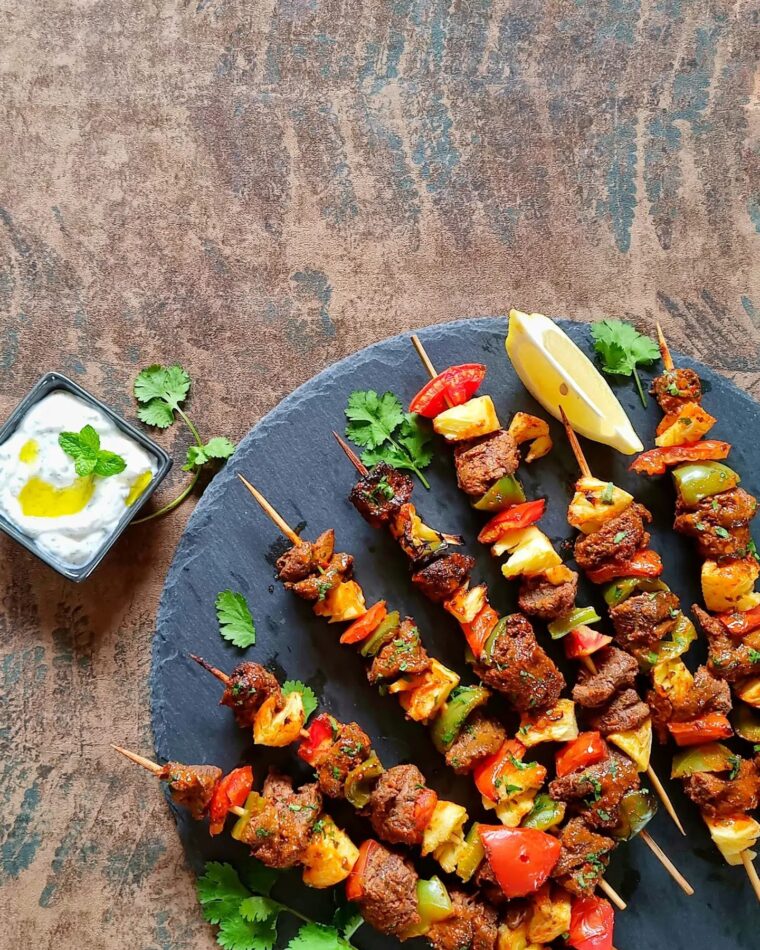 Ostrich Kebabs With Tzatziki Sauce