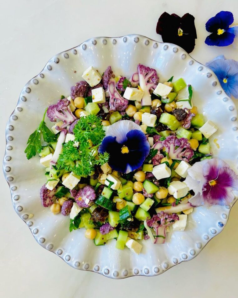 Mediterranean Cucumber Chickpea & Cauliflower Salad