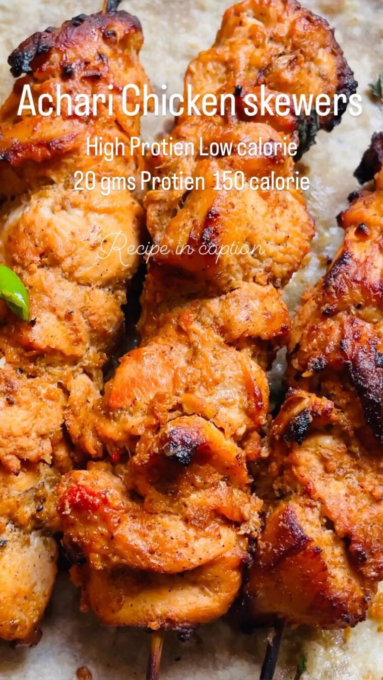 Achari Chicken Tikka Skewers
