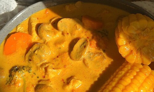 Chicken Yellow Curry -  dari Broccoli and Mushroom