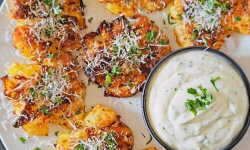Crispy Baked Parmesan Potatoes With Garlic Dip - Food Recipes dari Potato