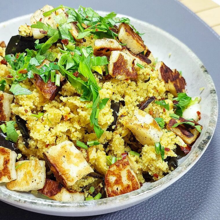 Eggplant Couscous & Halloumi