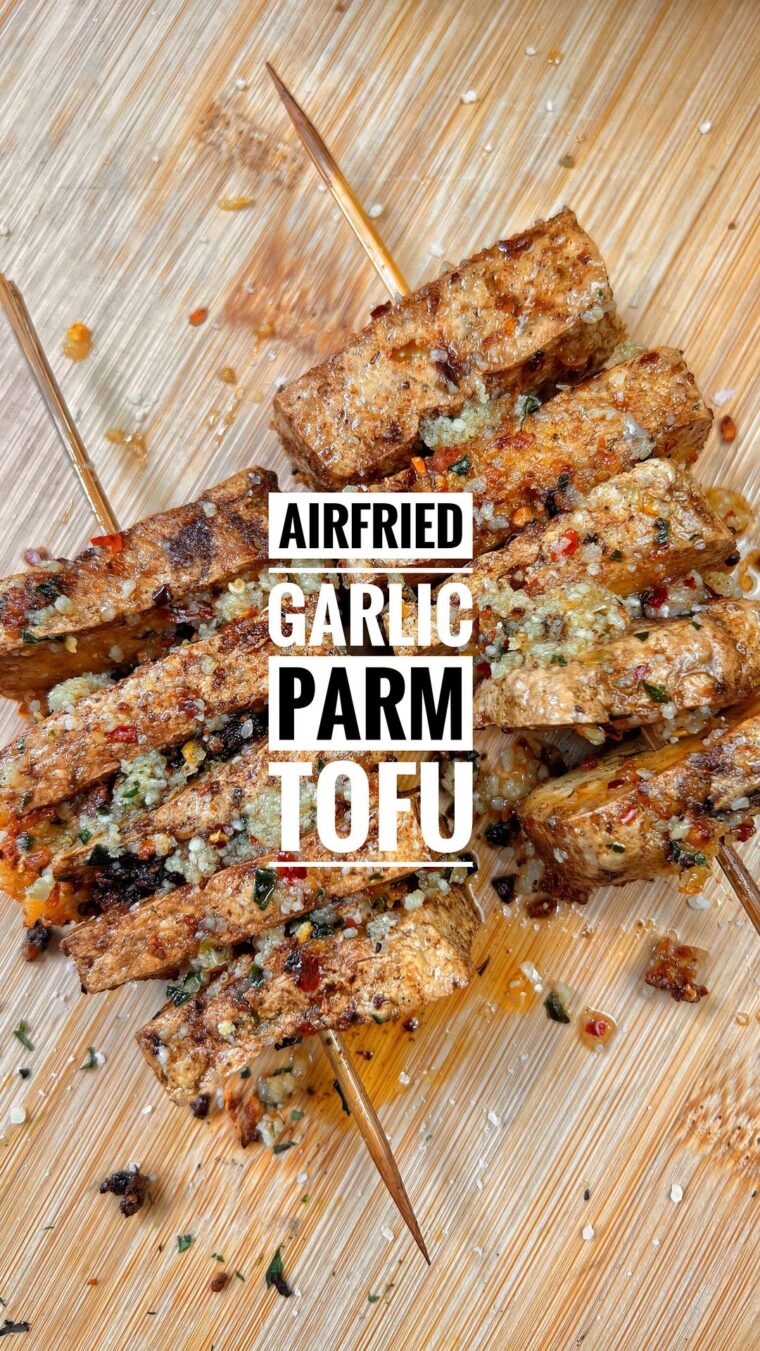 Airfried Garlic Parm Tofu Skewers