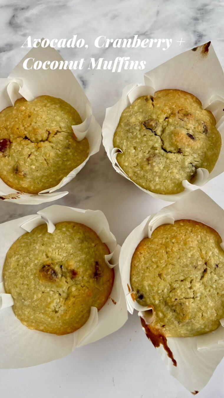 Avocado Cranberry And Coconut Muffins