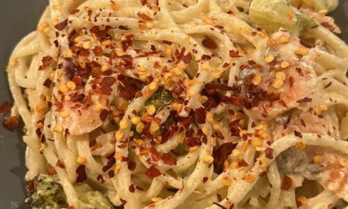 Creamy Smoke Salmon Udon