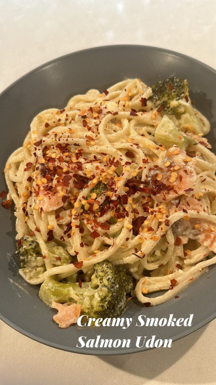 Creamy Smoke Salmon Udon