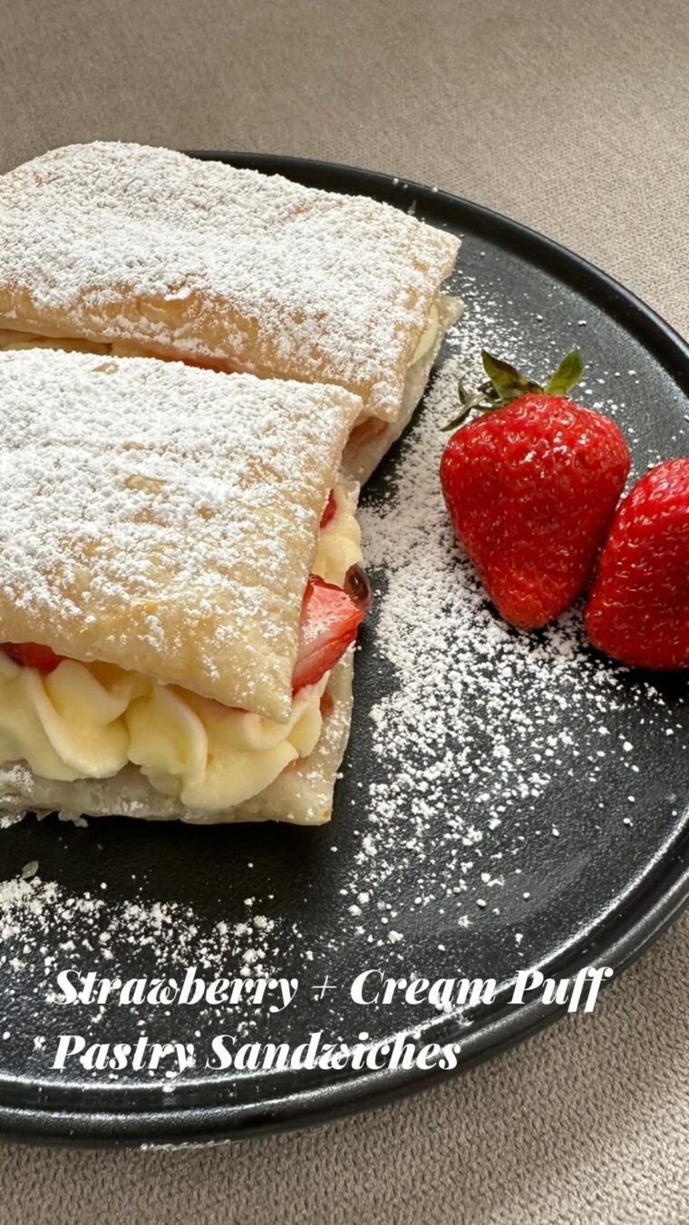 Strawberries Cream Puff Pastry Sandwiches