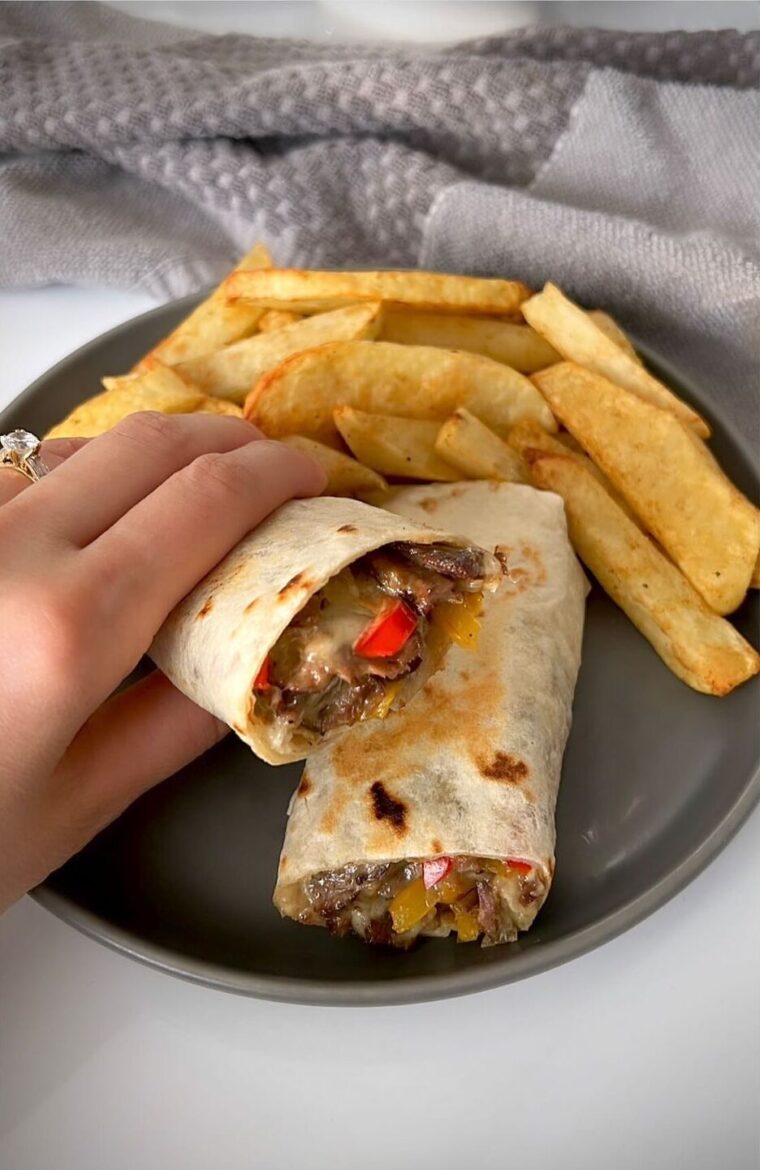 Leftover Steaks Cheese Steak Wraps