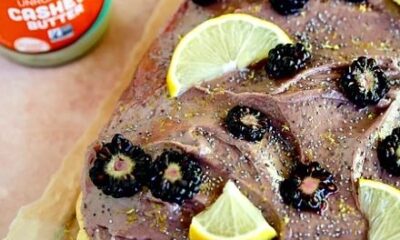 Lemon Blackberry Cake With Cashew Butter Frosting