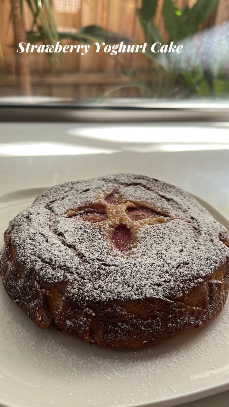 Sweet Strawberries Yoghurt  Cake