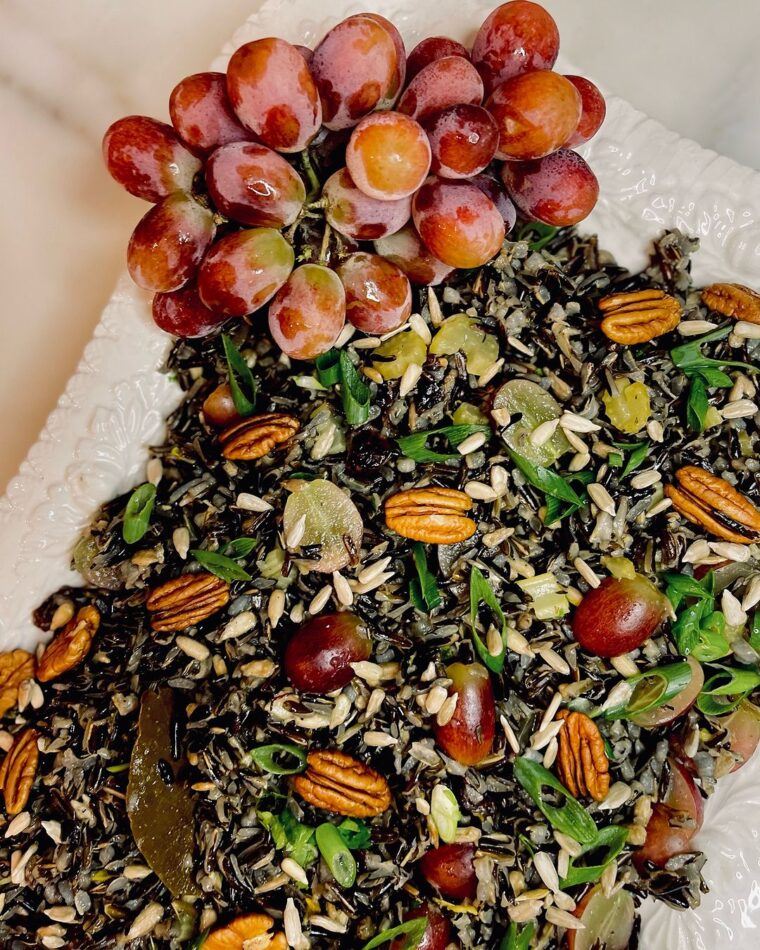 Wild Rice With Sunflower Seeds Dried Cranberries Grapes Herbs And Pecans