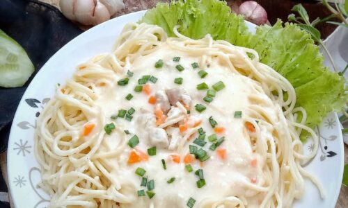 Spaghetti Chicken Creamy Sauce