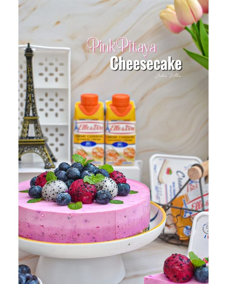 Resep No Bake Pink Pitaya Cheesecake Dari jeehan_kitchen