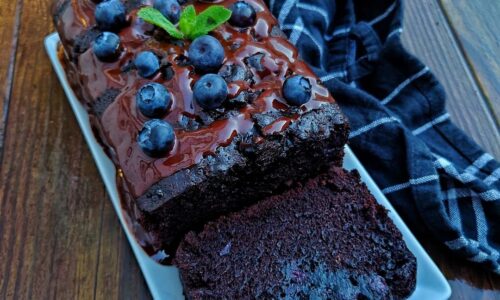 Eggless Chocolate Blueberry Cake