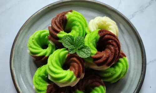 Steamed Choco Pandan Cake