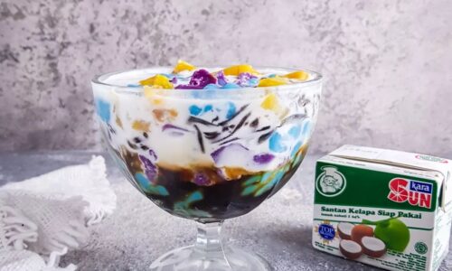 Es Mochi Cendol Cincau - Minuman dari Bunga Telang