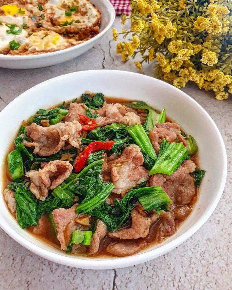 Resep Sawi Pahit Tumis Daging Sukiyaki Dari yscooking
