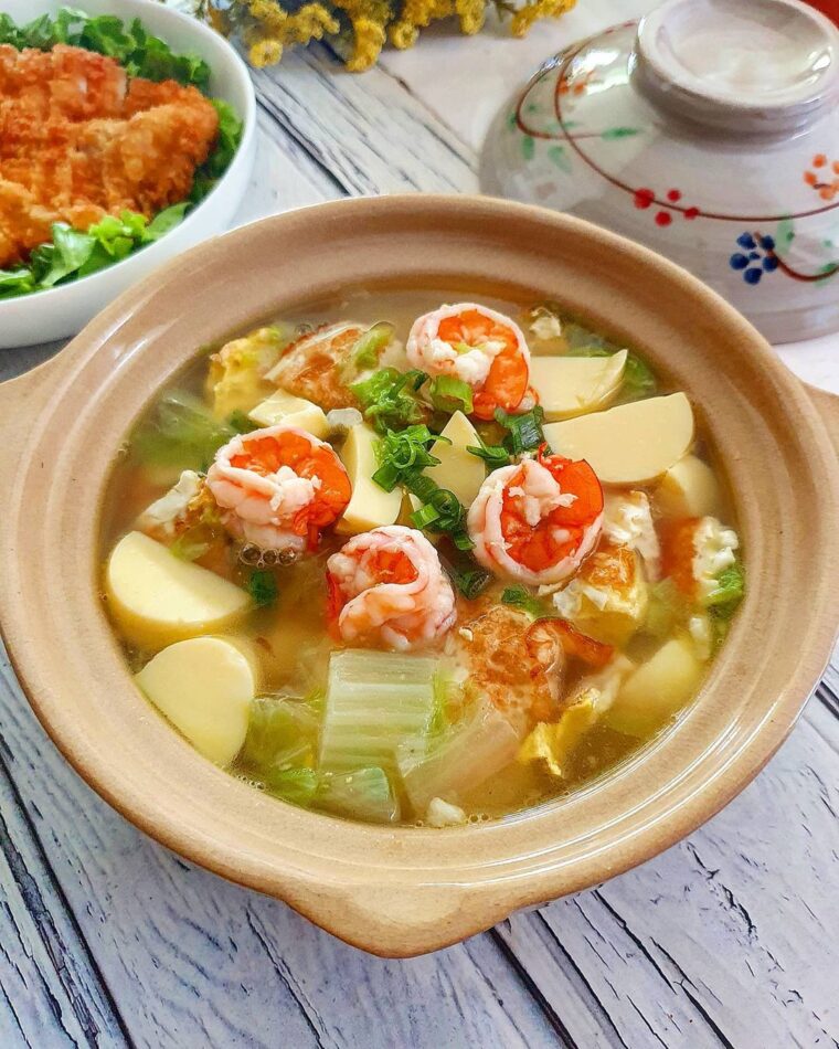 Resep Sup Telur Ceplok Tofu Sawi Dan Udang Dari yscooking