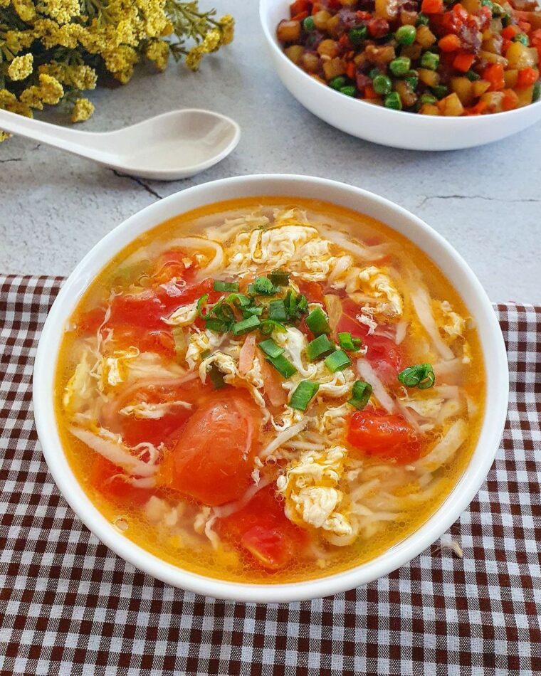 Resep Tomato Egg Drop Soup With Crab Stick Dari yscooking