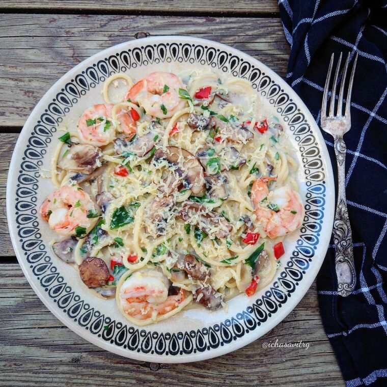 Resep Prawn & Mushroom Spaghetti Dari ichasavitry