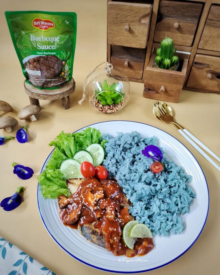 Resep Tenggiri Steak With Blue Rice Dari albiyansmom
