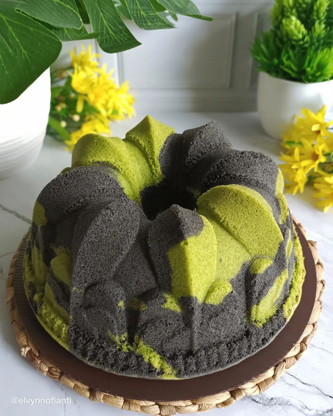 Resep Marmer Cake Pandan Ketan Hitam Dari Elvynnofianti