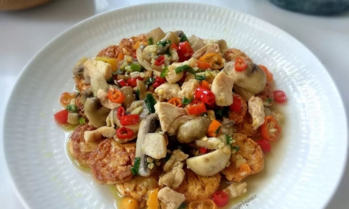 Tofu Cabe Garam - Masakan dari Jamur Shitake