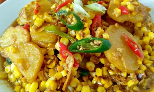 Tumis Kentang Jagung Manis - Masakan dari Cabai, Kentang, dan Telur