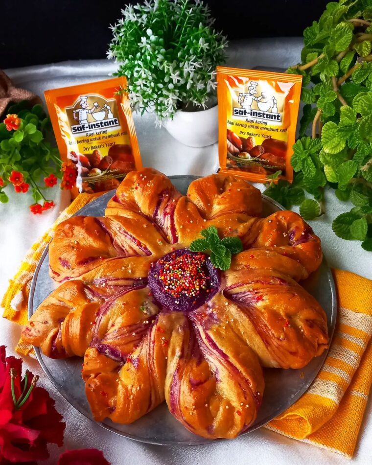 Resep Flower Bread Pasta Taro Dari mama_aurel_aerilyn