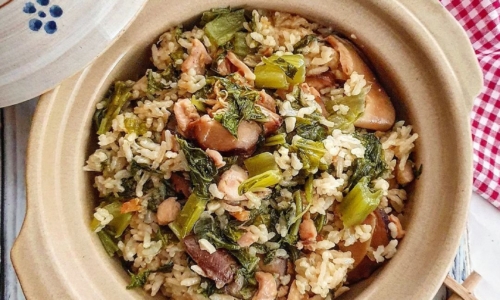 Nasi Ayam Sawi Pahit - Masakan dari Jamur Shitake