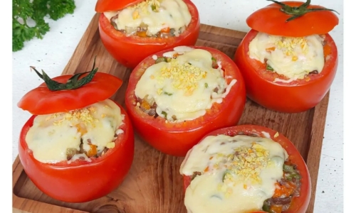Tomat Panggang Isi Daging Keju