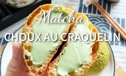 Matcha Cream Puffs (Choux Au Craquelin)