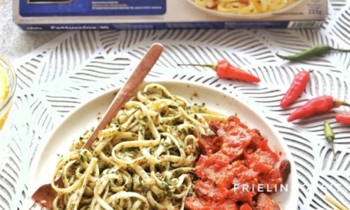 Pesto Spinach Fettuccine With Plecing Smoked Beef