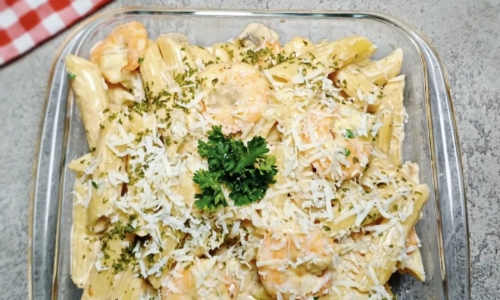 Shrimp Carbonara Penne Pasta