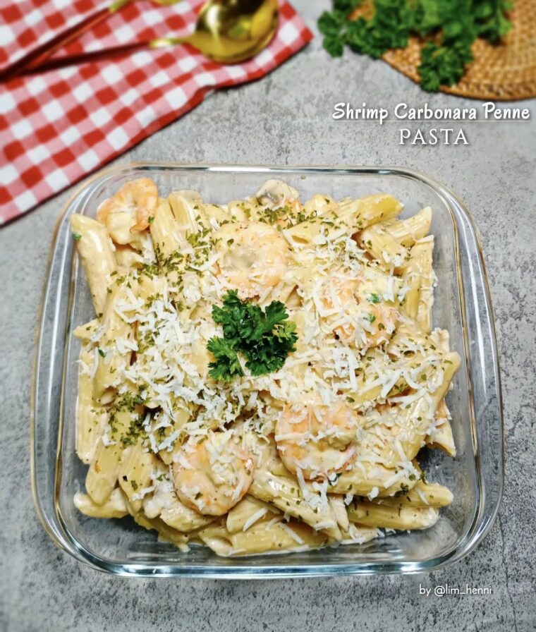 Resep Shrimp Carbonara Penne Pasta Dari lim_henni