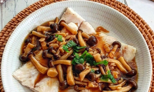 Steam Ikan Siram Jamur - Masakan dari Ikan Dori
