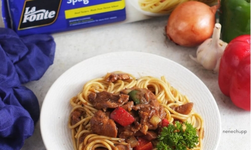 Spaghetti Lada Hitam - Masakan dari Pasta(spaghetti)