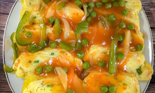 Telur Dadar Gulung Saus Asam Manis