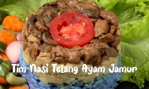 Nasi Tim Telang Ayam Jamur - Masakan dari Jamur