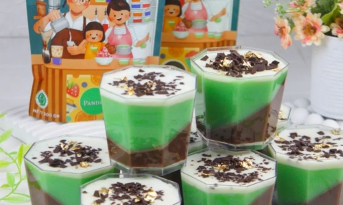 Bianca Silky Pudding Pandan Coklat - Kue dari Pandan/suji