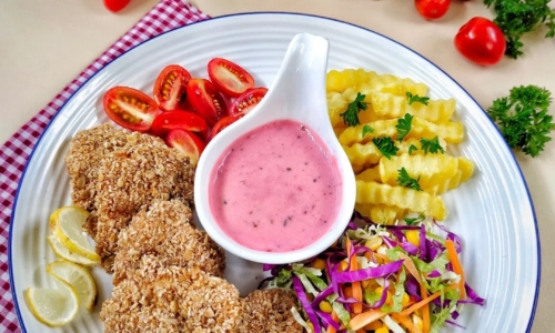 Oats Katsu With Pink Sauce