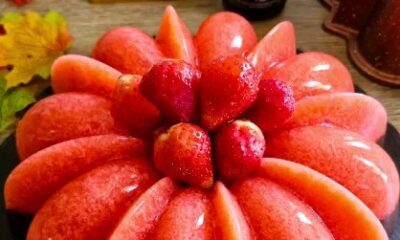 Pudding Lumut Coklat Strawberry - Kue dari Santan